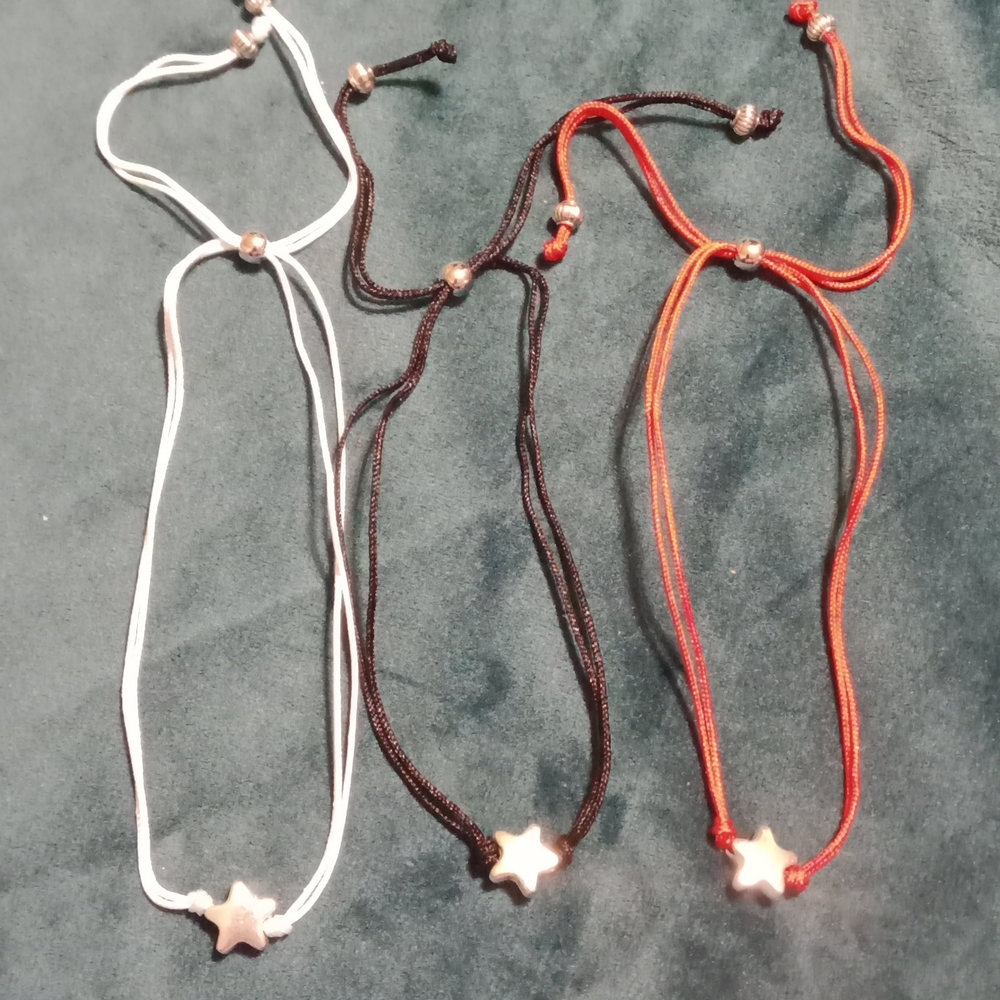 Set of 3 Back To School Bracelets Black, Red and Pale Blue / White